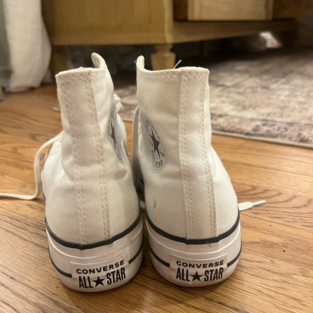 Platform white high top converse